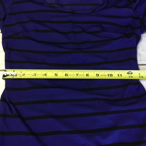 Bebe Blue Black Striped High Low Cutout Dress - Picture 7 of 8